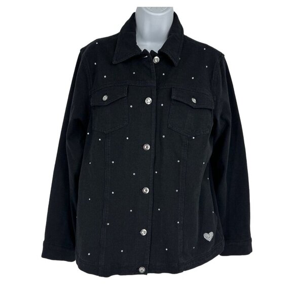Quacker Factory Rhinestone Embellished Trucker Jacket Size M - Picture 1 of 9